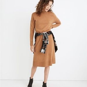 Madewell (Re)Sourced Cashmere Mockneck Midi Sweater Dress Brown honey chestnut S